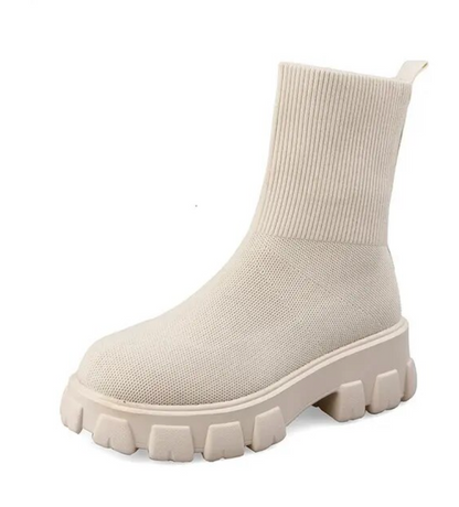 Ankle Boots Frauen Mid Calf Knit Chunky Schuhe