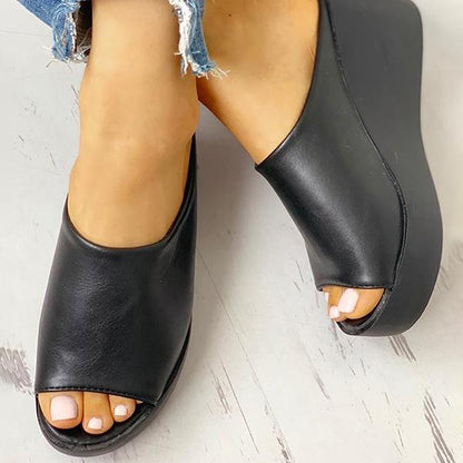 Simple Comfy Summer Slip-On Wedges Oshnow