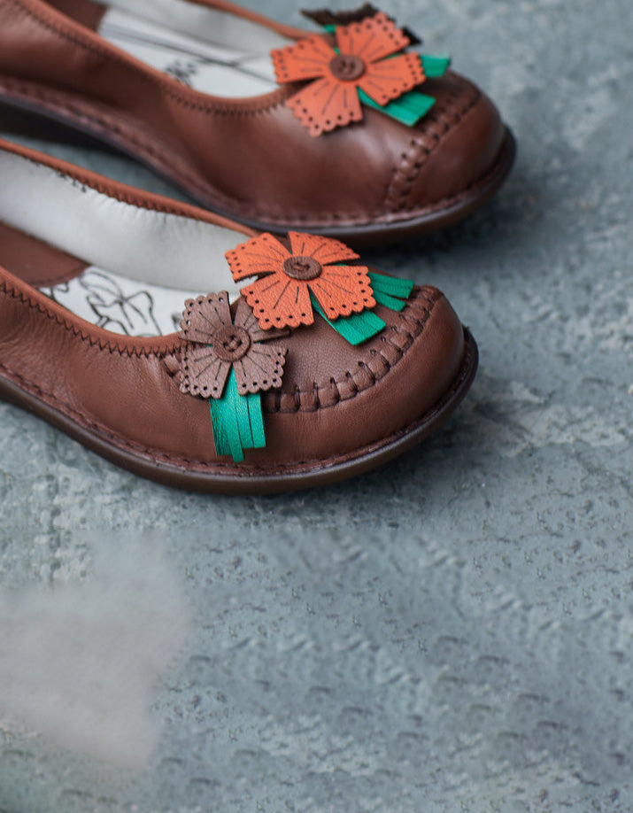 Leder Blume Retro Flats