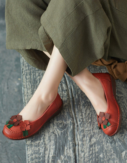 Leder Blume Retro Flats