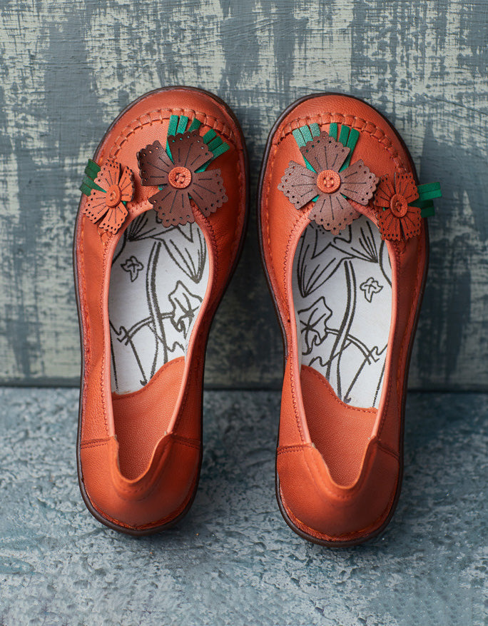 Leder Blume Retro Flats