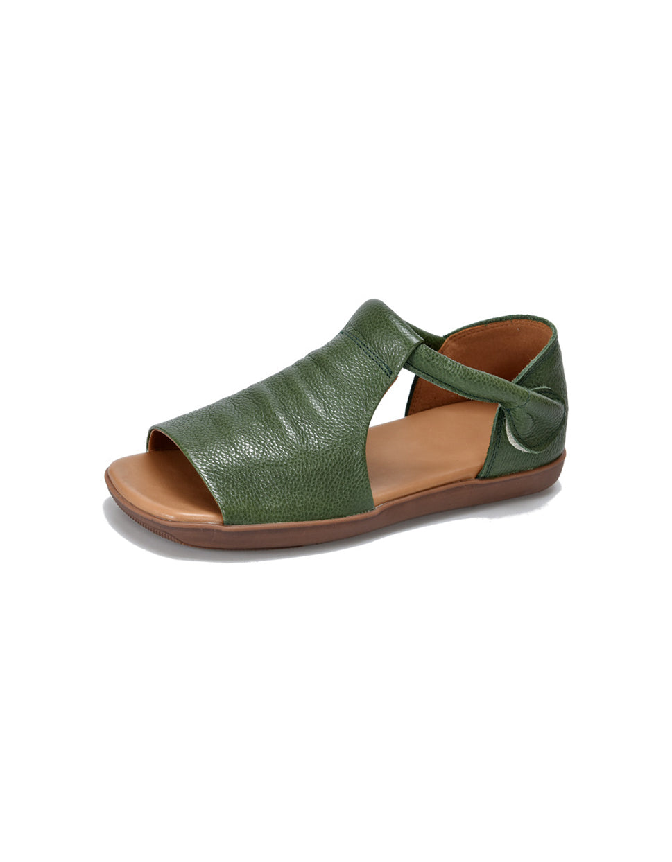 Flache Sandalen aus Leder mit offener Spitze