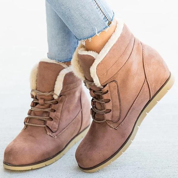 Wedge Heel Winter Leather Boots Oshnow