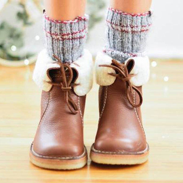 Winter Vintage Boots Warm Unisex Lace-up Shoes Oshnow