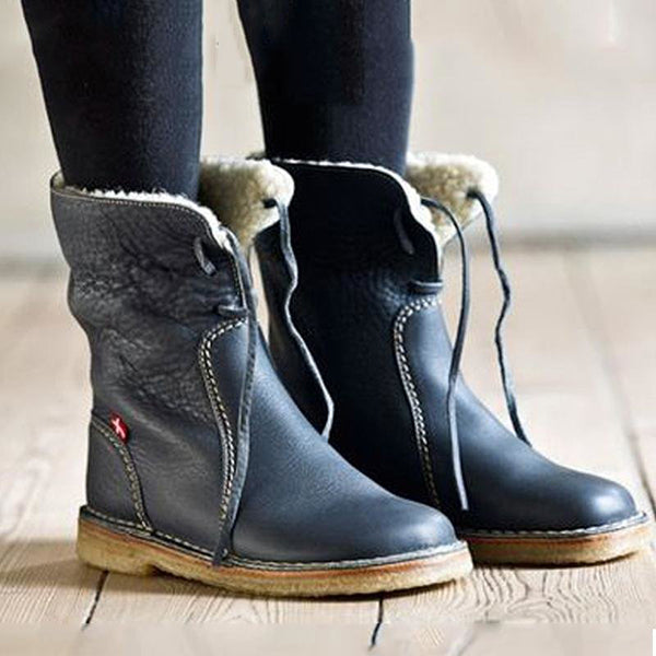 Winter Vintage Boots Warm Unisex Lace-up Shoes Oshnow