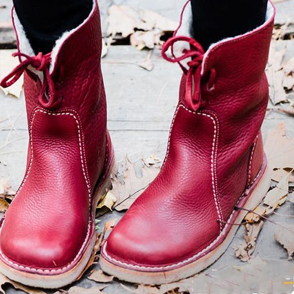 Winter Vintage Boots Warm Unisex Lace-up Shoes Oshnow