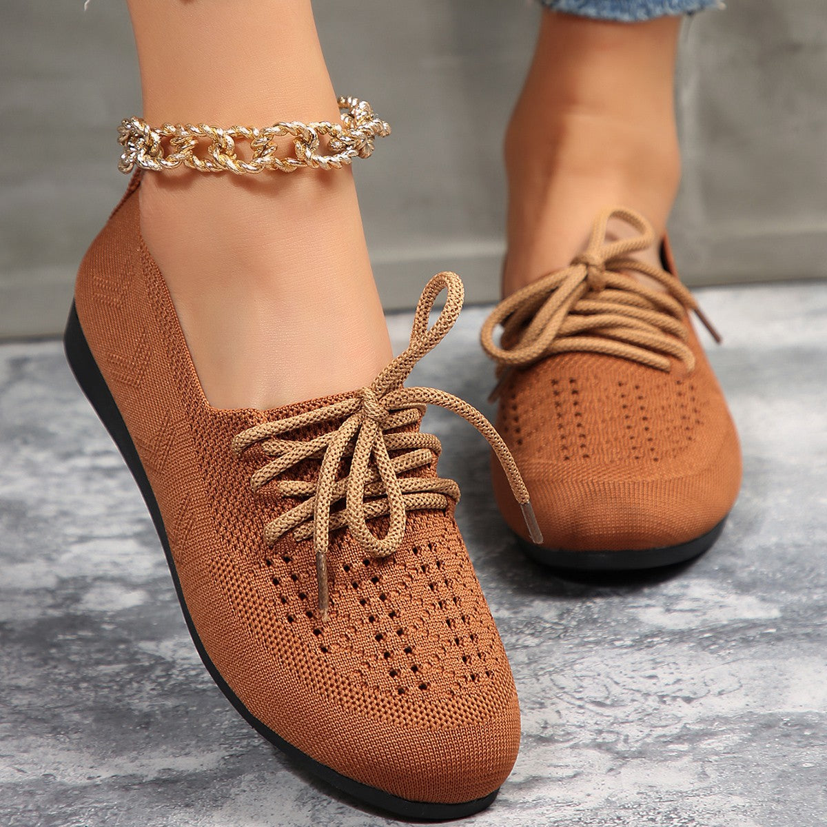 Damen Mesh Loafers mit rundem Fuß