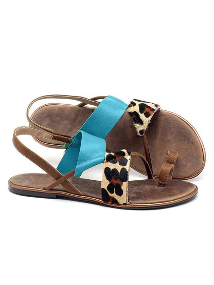 Retro Leopard Block Farbe Flip Flop Sandalen