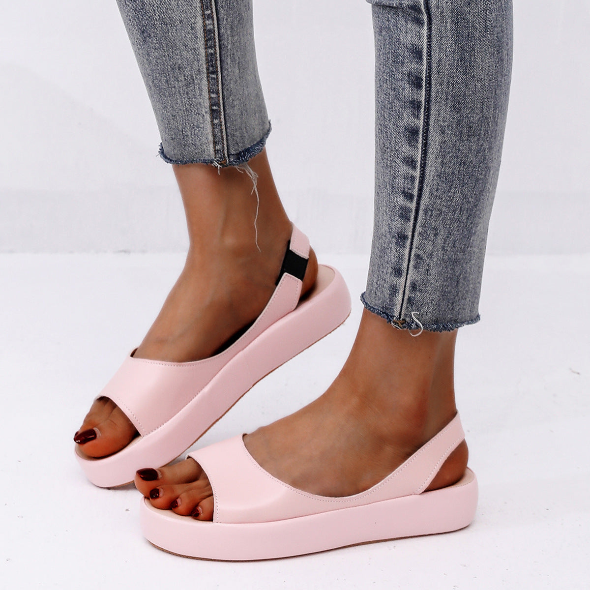 Peep Toe Strand Schuhe Slip On