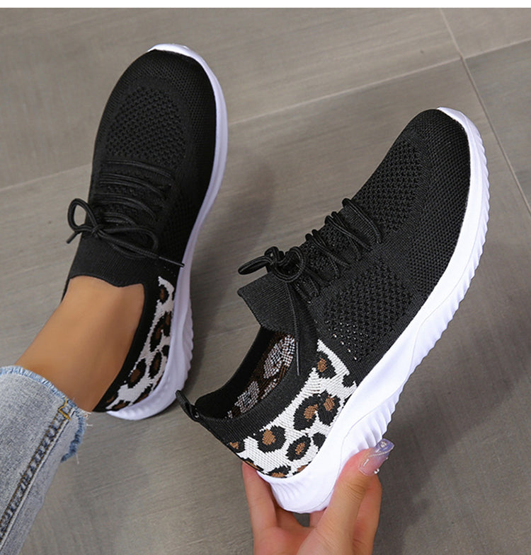 Leopard bedruckte Mesh-Sneakers für Damen