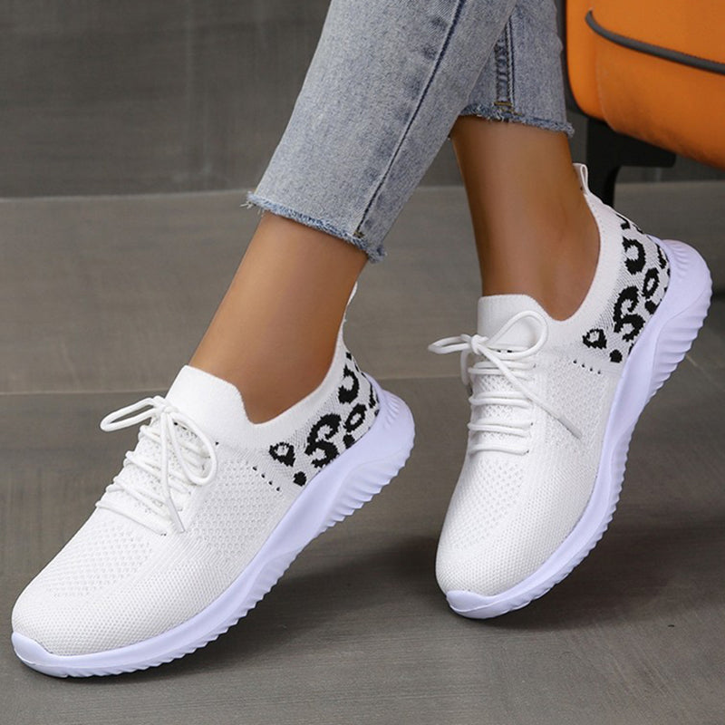 Leopard bedruckte Mesh-Sneakers für Damen