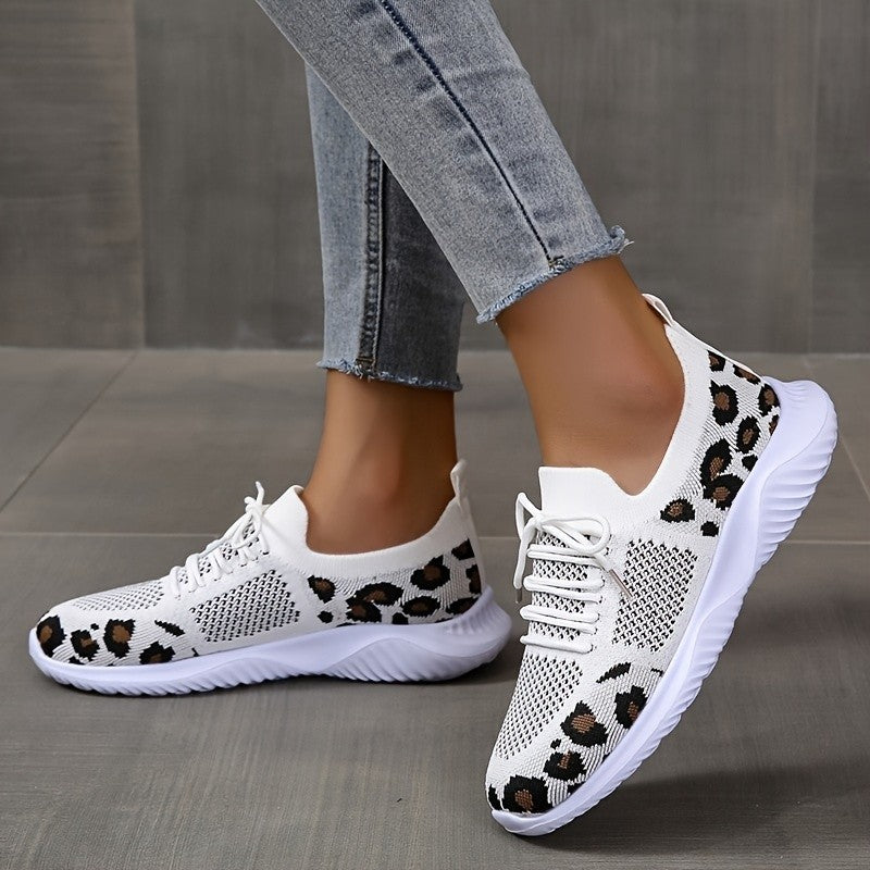 Leopard bedruckte Mesh-Sneakers für Damen