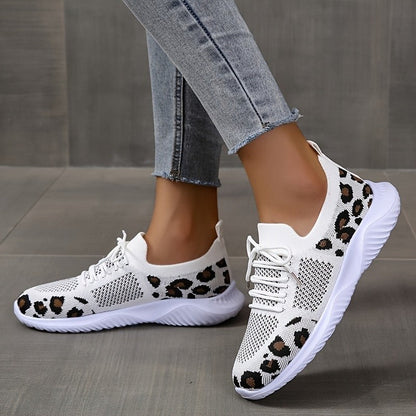 Leopard bedruckte Mesh-Sneakers für Damen