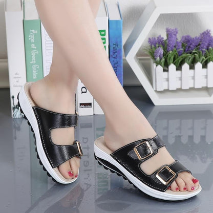 Orthopädische Premium-Keilsandalen mit offener Spitze