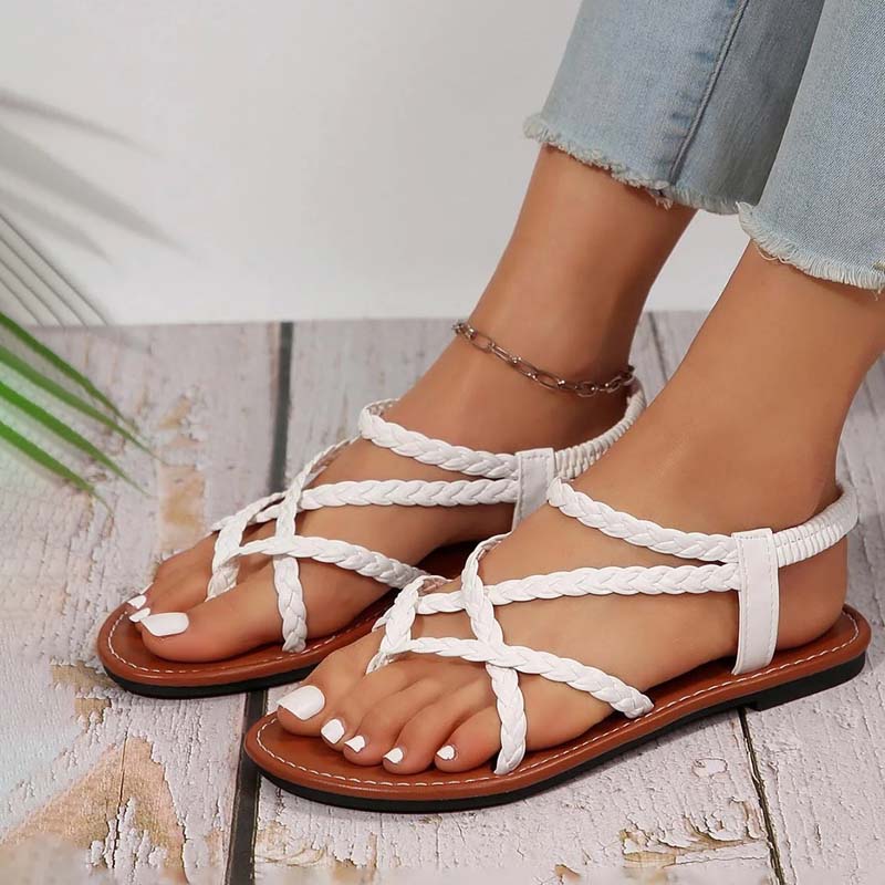 Geflochtene flache Damen-Sandalen