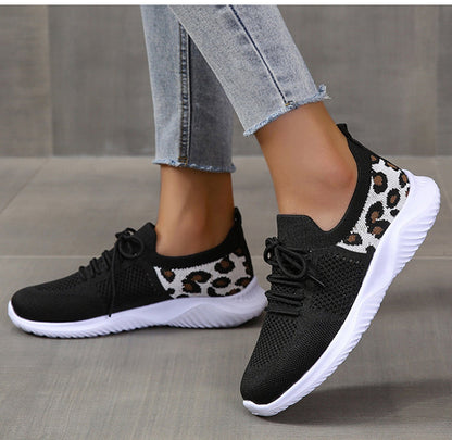 Leopard bedruckte Mesh-Sneakers für Damen