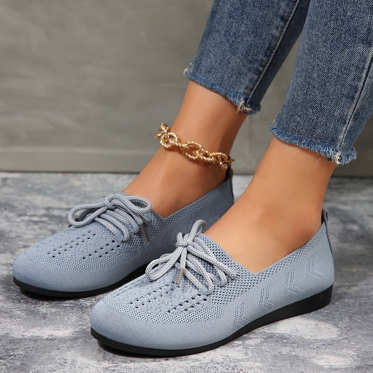 Damen Mesh Loafers mit rundem Fuß