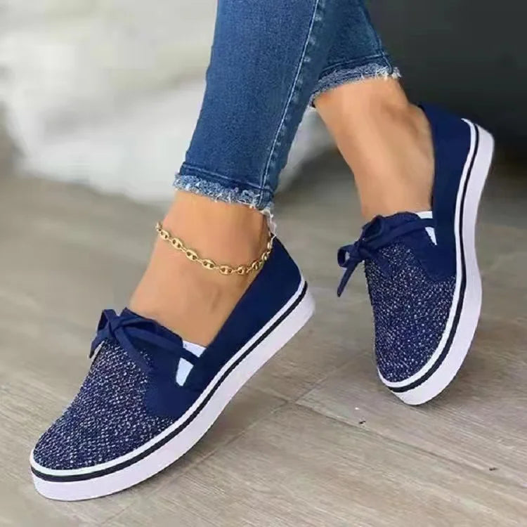 Atmungsaktive Damen Bow Slip On Sneakers