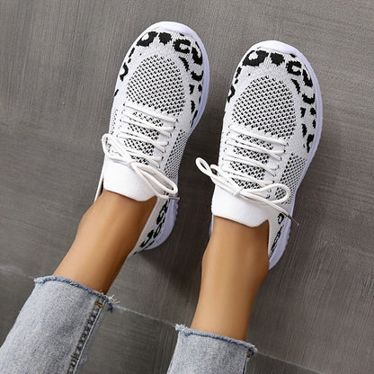 Leopard bedruckte Mesh-Sneakers für Damen