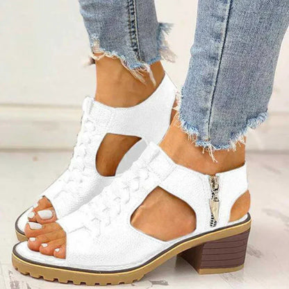 Womens Platform Open Toe Ankle Heels