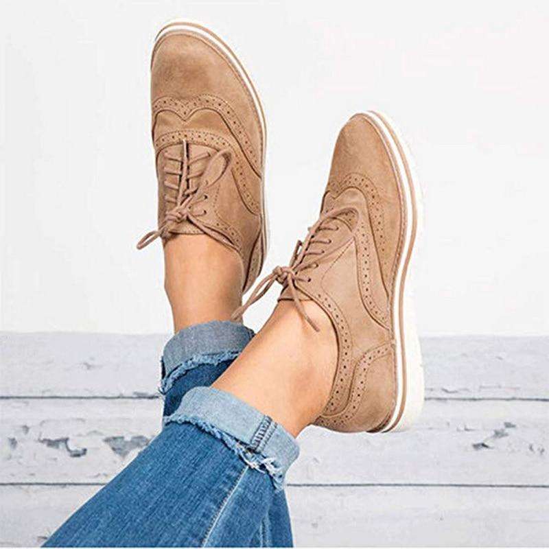 Frauen Casual Lace up Oxfords Flats