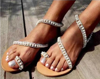 Strass-Böhmische Strand-Sandalen