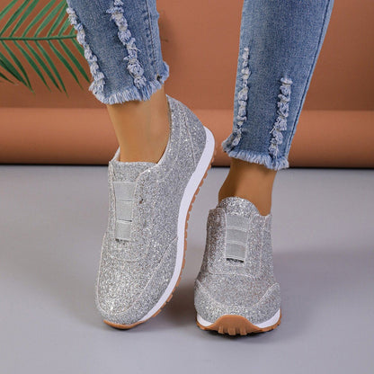 Glitzernde Glitzer-Slipper mit Gummizug Mode-Sneakers