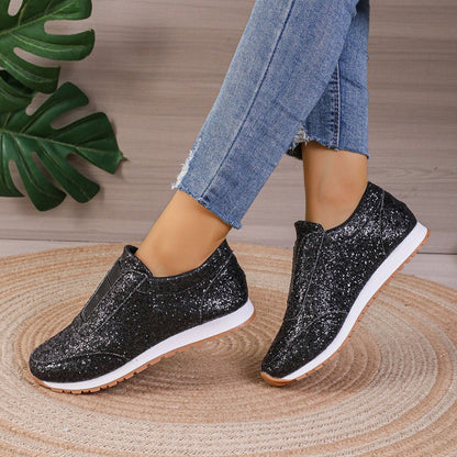 Glitzernde Glitzer-Slipper mit Gummizug Mode-Sneakers