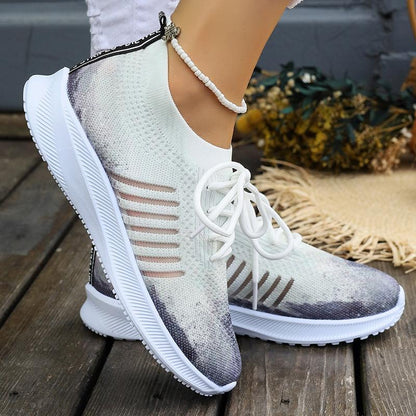 Frauen Mode Casual Plus Größe Atmungsaktiv Fly-Woven Mesh Sneakers