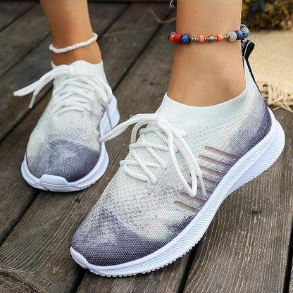 Frauen Mode Casual Plus Größe Atmungsaktiv Fly-Woven Mesh Sneakers