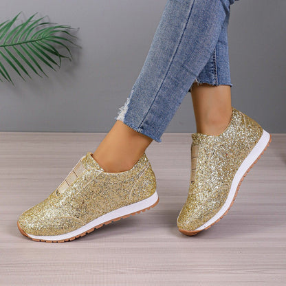 Glitzernde Glitzer-Slipper mit Gummizug Mode-Sneakers