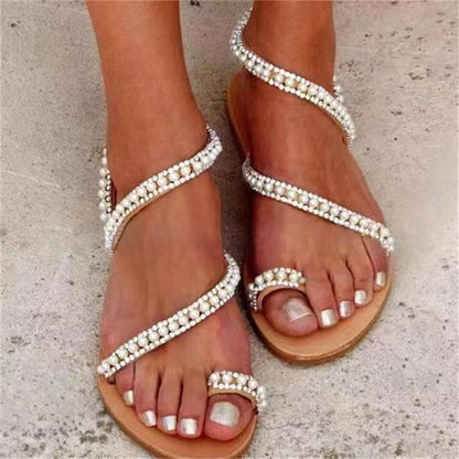 Strass-Böhmische Strand-Sandalen