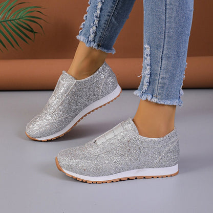 Glitzernde Glitzer-Slipper mit Gummizug Mode-Sneakers