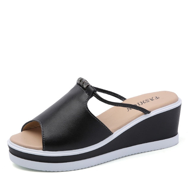 Echt Leren Wedges Sandalen