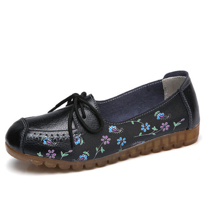 Florale Schuhe aus Leder für Damen