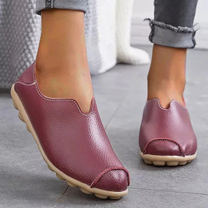 Damen Leder Loafer lässig Stil Boot Schuhe