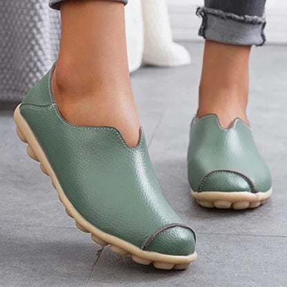 Damen Leder Loafer lässig Stil Boot Schuhe