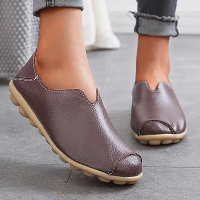 Damen Leder Loafer lässig Stil Boot Schuhe