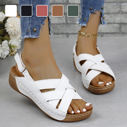 Cross Slingback Keilsandalen für Frauen