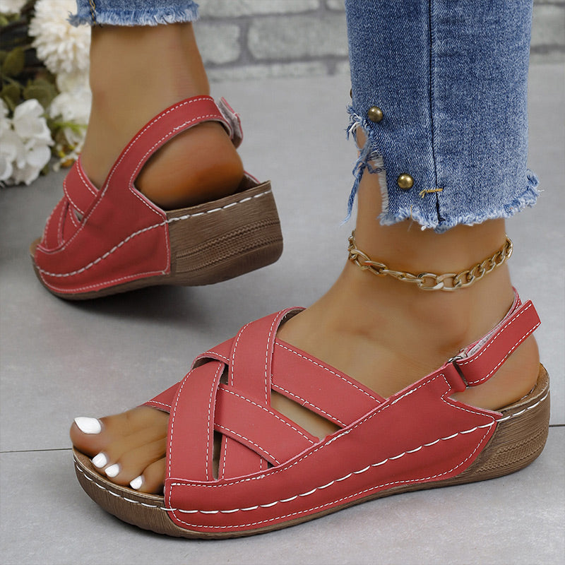 Cross Slingback Keilsandalen für Frauen