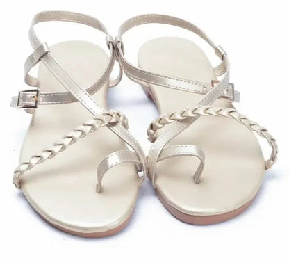 Flache Damensandalen für den Sommer