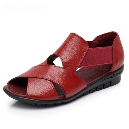 Flache, rutschfeste Damen-Keilsandalen