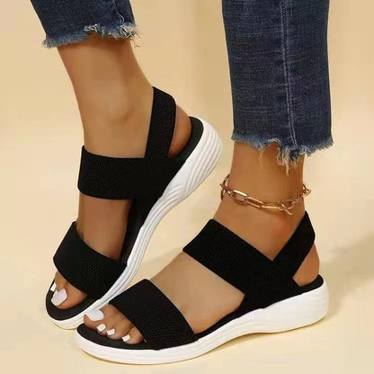 Flache Damen-Sandalen mit doppeltem Riemen