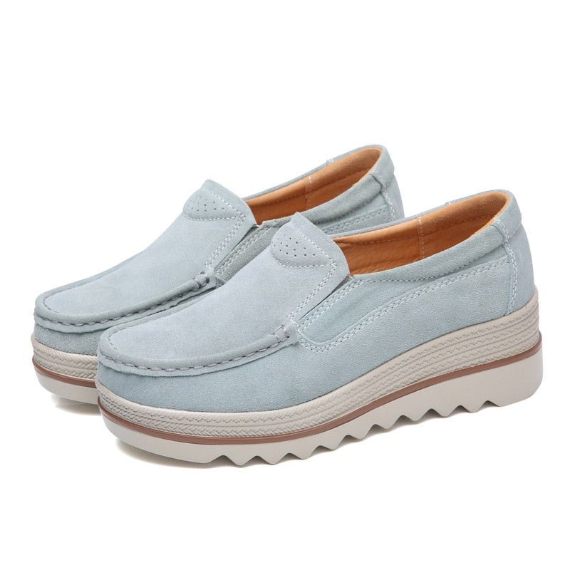 Freizeitschuhe Slip On Leder Low Top Flats