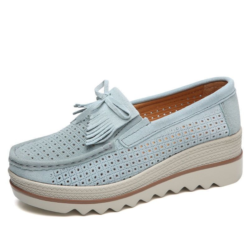 Freizeitschuhe Slip On Leder Low Top Flats