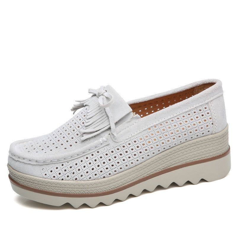 Freizeitschuhe Slip On Leder Low Top Flats