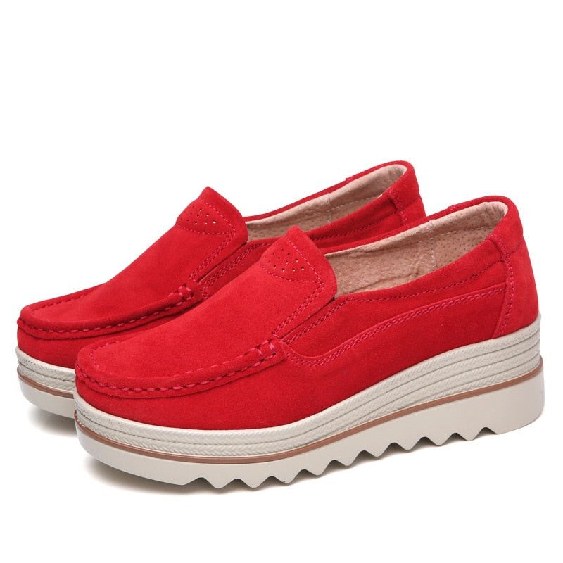 Freizeitschuhe Slip On Leder Low Top Flats