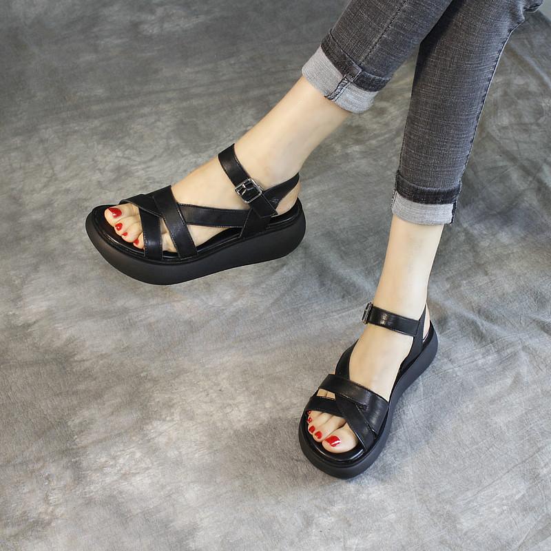 Women Summer Fashion Platform Leather Sandals