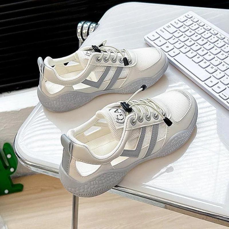 Womens Flats New Summer Fashion Hollow Breathable Casual Sports Shoes Woman Vulcanize Shoes - Shop & Buy